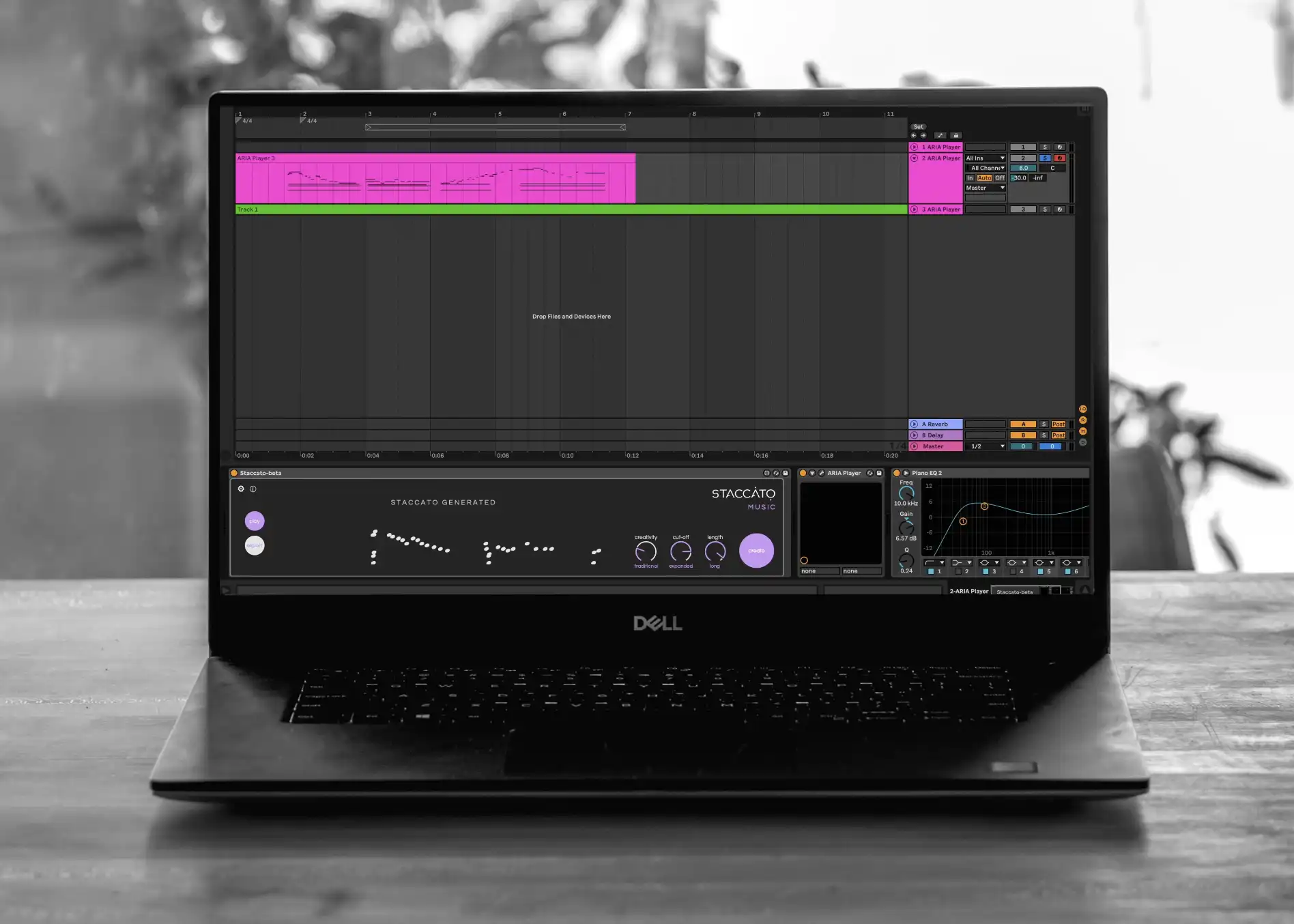 Image showing Staccato AI Music app working on a computer with a Digital Audio Workstation installed.